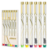 Colored Pens Bulk 6-Pack,Cute Noble Gold Line Penholder Pens,Colorful Pen Gel Pens,Waterproof Color Micro-Pen,White and Simple Fashion Style Smooth SHRRTY
