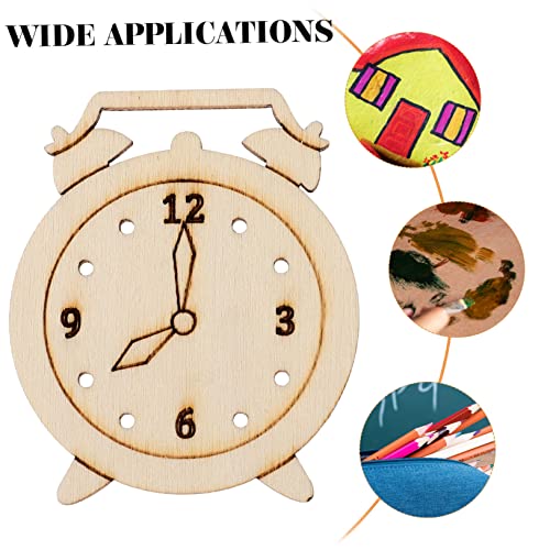 Hohopeti 5 Packs Unfinished Wooden Clock Cutouts Wooden Embellishments Wood Clock Cutouts unpainted Clock Cutouts Wood Coasters Educational Toys Hohopeti