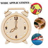 Hohopeti 5 Packs Unfinished Wooden Clock Cutouts Wooden Embellishments Wood Clock Cutouts unpainted Clock Cutouts Wood Coasters Educational Toys Hohopeti