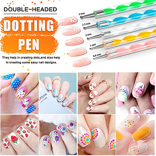 JOYJULY Nail Brushes for Nail Art, Nail Art Kit for Beginners with Nail Art Brushes Dotting Tools Holographic Nail Art Stickers Nail Foil Tape Strips JOYJULY