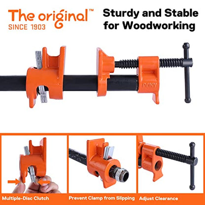 PONY 2-Pack 52 Wood Gluing Pipe Clamp Fixture for 1/2 Inch Black Pipe - WoodArtSupply