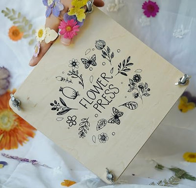 NeonNectar Portable Flower Pressing Kit,7.5x7.5 Inches Wood Flower Leaf Plant Press Kit：Create Dried Pressed Flowers Leaves Fruits for Resin Art and