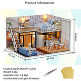MAGQOO 3D Wooden Dollhouse Miniature DIY House Kit with Furniture,1:24 DIY Dollhouse Kit Dust Proof Included (Blue Times) MAGQOO
