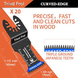 Trivd Frol 20PCS Japanese Tooth Oscillating Saw Blades, Curved Edge Oscillating Multitool Blades Clean Cut for Wood, Plastic, Oscillating Tool Blades Trivd Frol