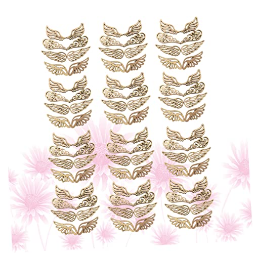 Christmas Wood Angel Wings 80pcs Mini Chips Gift Stuff Wooden Angel Wings Cutouts Angel Crafts Unfinished Round Blank Wood Bamboo CD Paper Cut Amosfun