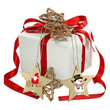 obmwang 50 Pieces Natural Wooden Star Cutouts Unfinished Predrilled Wooden Star Embellishments with Natural Twine for Christmas, DIY Craft, Party obmwang