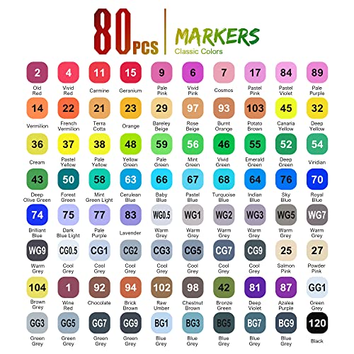 Buecs Alcohol Markers: Double Tipped Art Marker, 60 Count