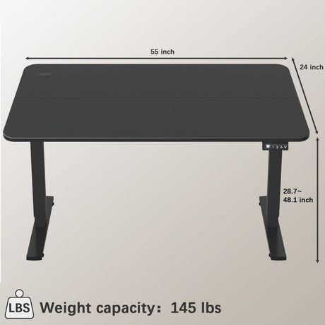 Furmax Electric Height Adjustable Standing Desk Large 55 x 24 Inches Sit Stand Up Desk Home Office Computer Desk Memory Preset with T-Shaped Metal Furmax