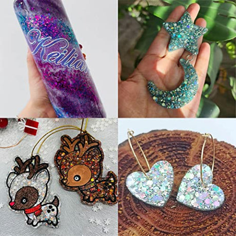 Holographic Chunky and Fine Glitter Mix, 45 Colors Festival Sequins & Glitter Powder, Iridescent Glitter Flakes, Cosmetic Face Body Eye Hair Nail Art Linwulte