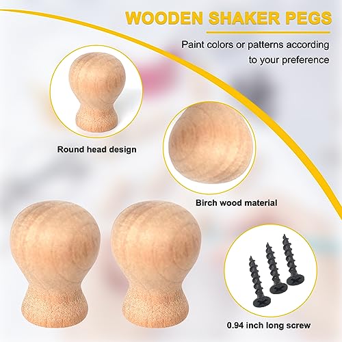 MOROBOR 10PCS Wooden Shaker Pegs, 3.15 Inch Shaker Peg with Screws,  Unfinished Wood Shaker Racks for Hanging Clothes Hats Towel Paint DIY