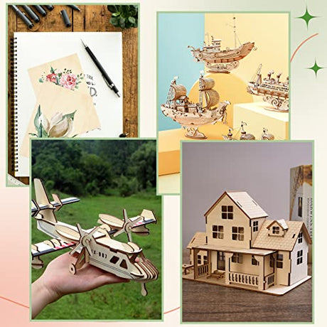 Jyongmer 50 Pieces Unfinished Wood Pieces, Thin Wood Sheets Plywood Sheets Unfinished Basswood Sheets for Wooden DIY Ornaments, Painting, Drawing, Jyongmer