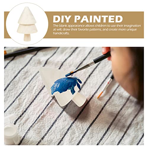 NOLITOY 9Pcs Unfinished Wooden Peg Dolls Blank Wood Christmas Trees for Xmas Decor DIY Crafts Graffiti Drawing Toy NOLITOY