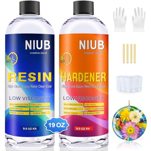 NIUB Resin,19Oz Epoxy Resin and Hardener Kit,Crystal Clear Epoxy Resin Not Yellowing and No Bubble Self Leveling for DIY Jewelry Making of The - WoodArtSupply