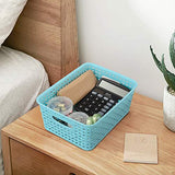 Rinboat Mixed Color Rectangle Storage Baskets, Plastic Weave Shelf Baskets, 6 Packs Rinboat