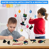 Easter Scratch Art for Kids Bulk, Set of 48 Scratch Art Ornaments, Wooden Stick, & Ribbon, Easter Craft Kit, Unique Teen Easter Basket Stuffers, Cool ArtCreativity