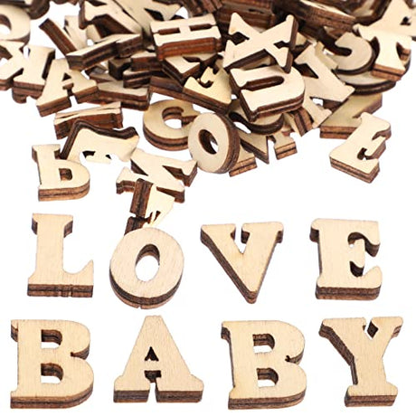 MAGICLULU Wooden Alphabet Letters 100PCS Small Wooden Alphabet Letters 0.6/15mm Unfinished Wood Letters Mini Blank Wood Symbols Wood Pieces for MAGICLULU