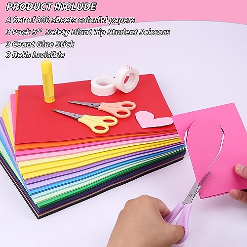 Colored Cardstock Bulk 300 sheets, 8.5” x 11” Cardstock Paper Set, 20 Assorted Colors Construction Paper,180 GSM Card Stock Printer Paper Oleitodh