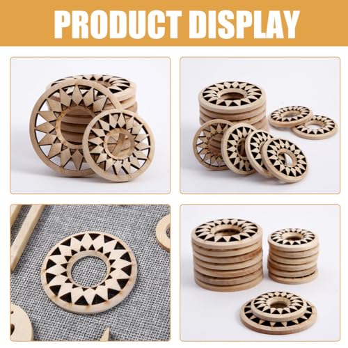 KALLORY 10pcs Unfinished Hollow Wood Slices Wooden Slices DIY Wooden Cutouts Painting Wood Slices KALLORY