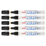 Uni-Paint Oil Based Paint Marker 5 Pens Bundle Set Multi surface Marking Pen PX-20 Medium Point Black Colour Quik Drying Ink Water and Fade Resistant Uni-ball