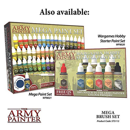 The Army Painter Mega Brush Set - Miniature Small Paint Brush Set with 10 Acrylic Paint Brushes - Kolinsky Masterclass Sable Hair Model & Fine Detail - WoodArtSupply