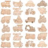 SEWACC 50pcs Truck Unfinished Wood Slices Unpainted Cutout DIY Blank Car Vehicle Bicycle Excavator Helicopter Wooden Ornaments Cutout to Paint (Mixed SEWACC