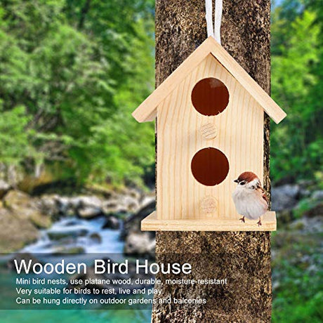 Wooden Bird House 3Pcs Innovative Outdoor Wooden Bird House Nesting Cage Ornament Hanging Birdhouse for Outside Garden Decoration Bird Nesting Box Fdit