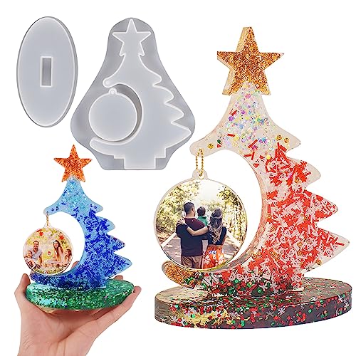 Large Silicone Mold, Photo Frame Resin Molds, Christmas Tree Shape Resin Molds for Epoxy Casting, Picture Frame Display Unique Crafts Making Resin Wehous