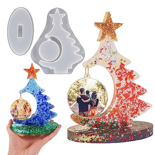 Large Silicone Mold, Photo Frame Resin Molds, Christmas Tree Shape Resin Molds for Epoxy Casting, Picture Frame Display Unique Crafts Making Resin