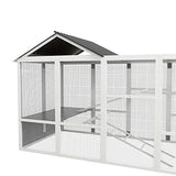 PawHut Wooden Chicken Coop Run for 6-10 Chickens, Hen House Add-On with Storage, Perches, 141.75" x 48" x 61", Gray PawHut