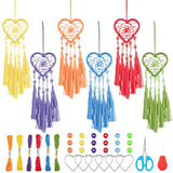 INFUNLY 6 Set DIY Small Dream Catcher Kit Rainbow Heart Dream Catchers DIY Heart Macrame Craft Kit for Hanging Decor Boho Home Charms with INFUNLY