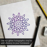 Permanent Glitter Vinyl for Cricut (8pk, 12 x 11 Inch) Sparkle Holographic Vinyl Adhesive Sheets for Oracle 651 with Metallic Rainbow Effect (Gold, Kraftex