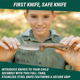 BeaverCraft Kids Knife Boy Scout Knife - Whittling Knife for Kids Safe Kid Knife Children's Bushcraft Knife with Sheath Knives for Boys 8-12 First BeaverCraft