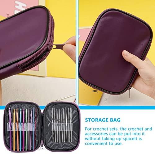 IMZAY 54 Pcs Crochet Needles Set, Crochet Hooks Kit with Purple Storage Case, Ergonomic Knitting Needles Blunt Needles Stitch Marker DIY Hand IMZAY