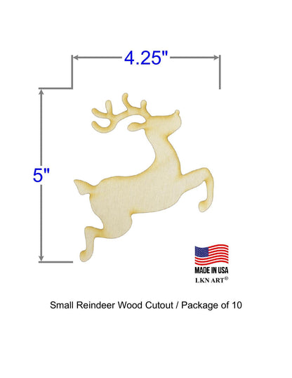 Unfinished Reindeer Wood Cutout Available in a Variety of Sizes and Thicknesses (1/4" Thickness, Small 4.25" x 5" (Package of 10)) - WoodArtSupply