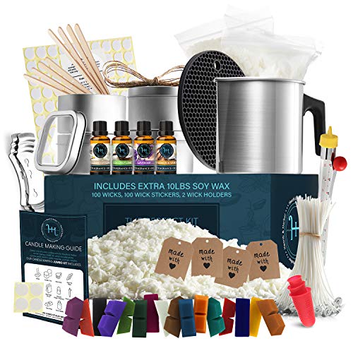 Hearth & Harbor DIY Candle Making Kit for Adults and Kids, Candle Making Supplies, 12 Lbs. Soy Candle Wax Flakes, Complete Soy Candle Kit Making, Hearth & Harbor