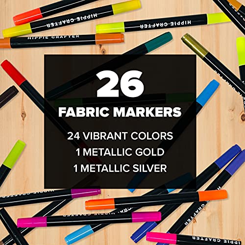 Hippie Crafter Fabric Markers Permanent for Clothes T Shirts Shoe Decorating Fabric Pens 26 Pack, Size: Small, Other