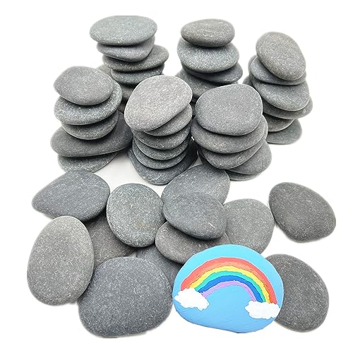 Lifetop 50 PCS Painting Rocks Bulk, 2"-3" Natural River DIY Rocks Flat & Smooth Kindness Rocks for Arts, Crafts, Decoration, Medium Rocks for - WoodArtSupply