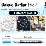 AKARUED Outline Shimmer Markers Set: Self Outline Metallic Marker Glitter Pens Set, 12 Colors Double Line Pens Fancy Markers for Kids Ages 8-12 AKARUED