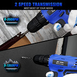 Jar-Owl 21V Cordless Drill, 350 in-lb Torque, 0-1350RMP Variable Speed, 10MM 3/8'' Keyless Chuck, 18+1 Clutch, 1.5Ah Li-Ion Battery & Charger for jar-owl