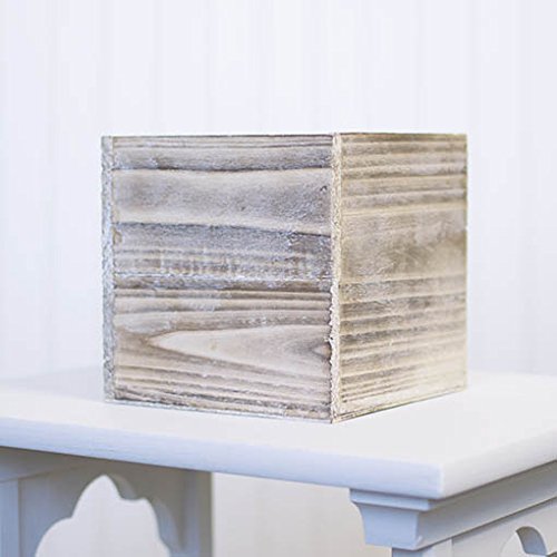Wood Planter Box, Rustic Whitewash, 6 Inch, Wedding Decor and Floral Arrangements, Country House Charm, Plastic Liners, Wooden Square, Natural Style, Yasirona