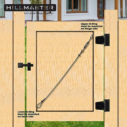 HILLMASTER Durable Anti-Sag Gate Kits for Wooden Fence, Gate Support Cable Kit in Zinc, Anti-Sagging Fence Gate Kit Steel, Wood Door Repair Kit for HILLMASTER