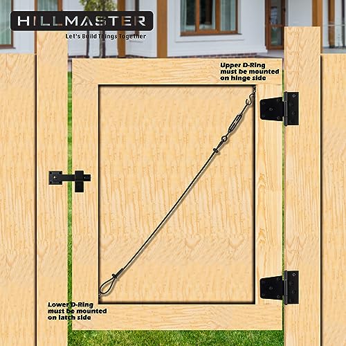 HILLMASTER Durable Anti-Sag Gate Kits for Wooden Fence, Gate Support Cable Kit in Zinc, Anti-Sagging Fence Gate Kit Steel, Wood Door Repair Kit for - WoodArtSupply