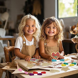 VKPI Wooden Cross Stitch Kits for Kids, Make Your Own 6 Cross Stitching Keyrings, Wood Sewing Kit, Arts & Crafts Stars, Hearts Ornaments, Plastic VKPI