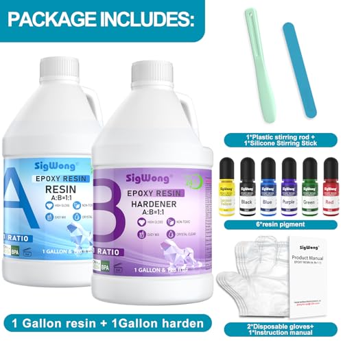Epoxy Resin - 2 Gallon Clear Crystal Coating Resin Kit, 2 Part Casting Resinfor Art, Craft, DIY Jewelry Making, River Tables, Molds, Wood, No SigWong