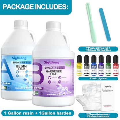 Epoxy Resin - 2 Gallon Clear Crystal Coating Resin Kit, 2 Part Casting Resinfor Art, Craft, DIY Jewelry Making, River Tables, Molds, Wood, No - WoodArtSupply