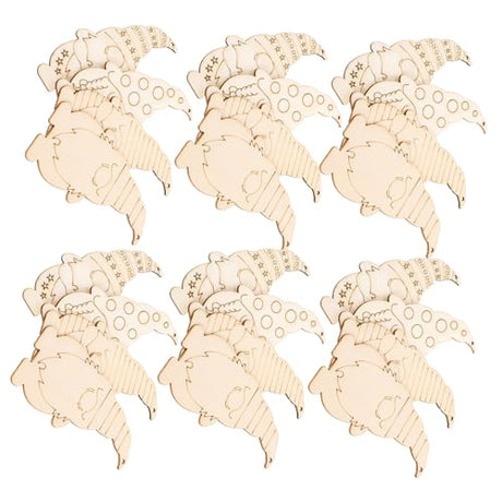 Yardenfun 40pcs Dwarf Wood Chips Wooden Christmas Decorations Decoupage Paper Blank Wooden Cutouts Unfinished Wood Cutouts Christmas Hanging Pendant Yardenfun