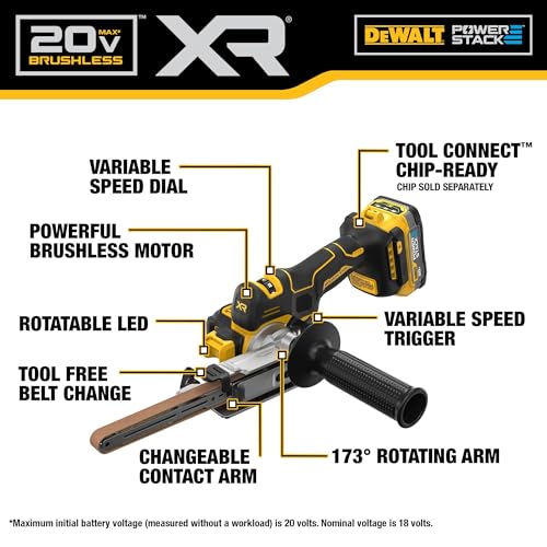 DEWALT 20V MAX XTREME Cordless Bandfile Power Tool Belt Sander Kit with Battery Included (DCM200E1) - WoodArtSupply