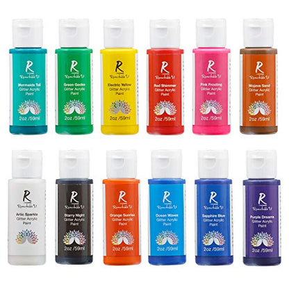 Acrylic Paint Set Value Pack of 12 Colors | Craft Painting Kit with 2 oz Squeeze Bottles for Beginners, Artists, Professionals | Non-Toxic Water - WoodArtSupply