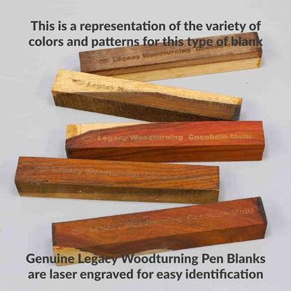 Legacy Woodturning, Cocobolo Wood Pen Blank, Multi-Toned, 3/4" x 3/4" x 5", Pack of 10 - WoodArtSupply