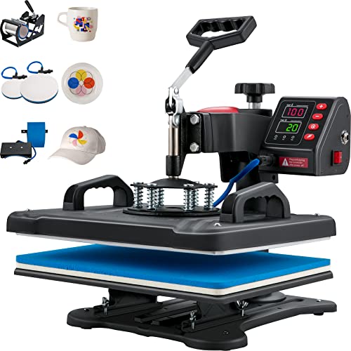 VEVOR Heat Press, 5 in 1 Heat Press Machine Machine 12x15, Clamshell Sublimation Transfer Printer Fast Heat-up, Digital Precise Temperature Control, VEVOR